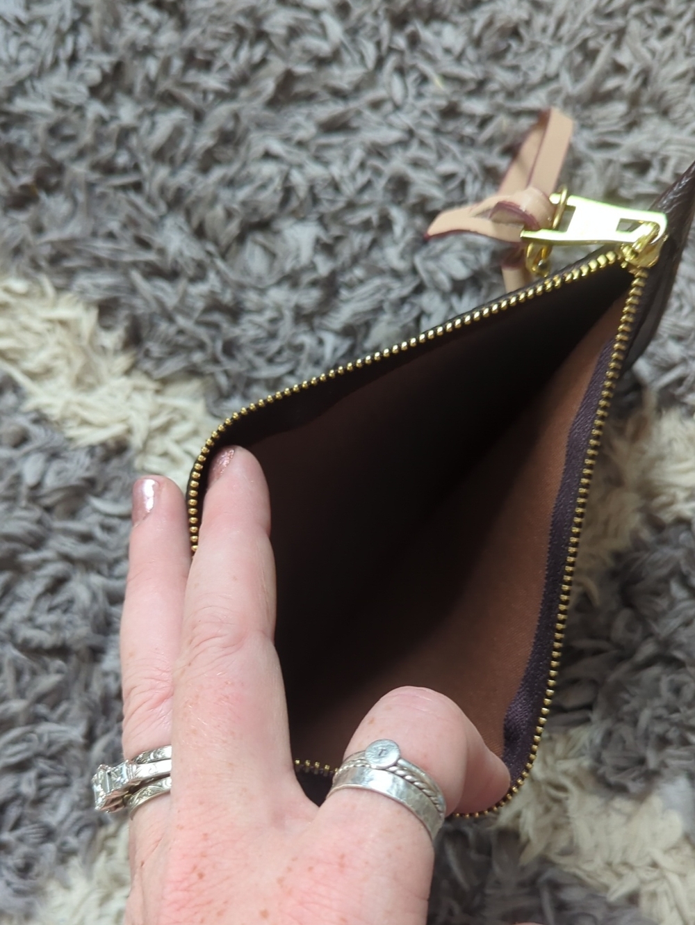 Inspired Louis Vuitton Canvas Wristlet Clutch in Brown Knock Off - Picture 7 of 8